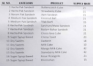 Sri Krishna Mistanna Bhander menu 1