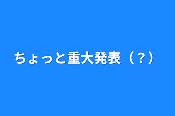 ちょっと重大発表（？）