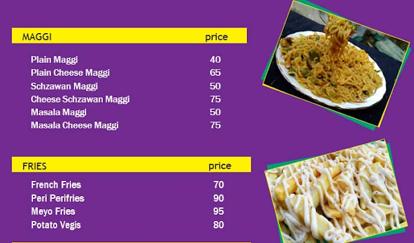 Cafe Durga, Kiwale menu 