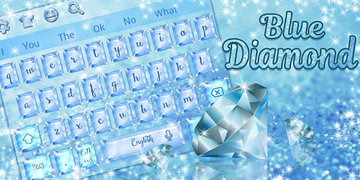 Shiny Blue Diamond Glitter Keyboard Theme