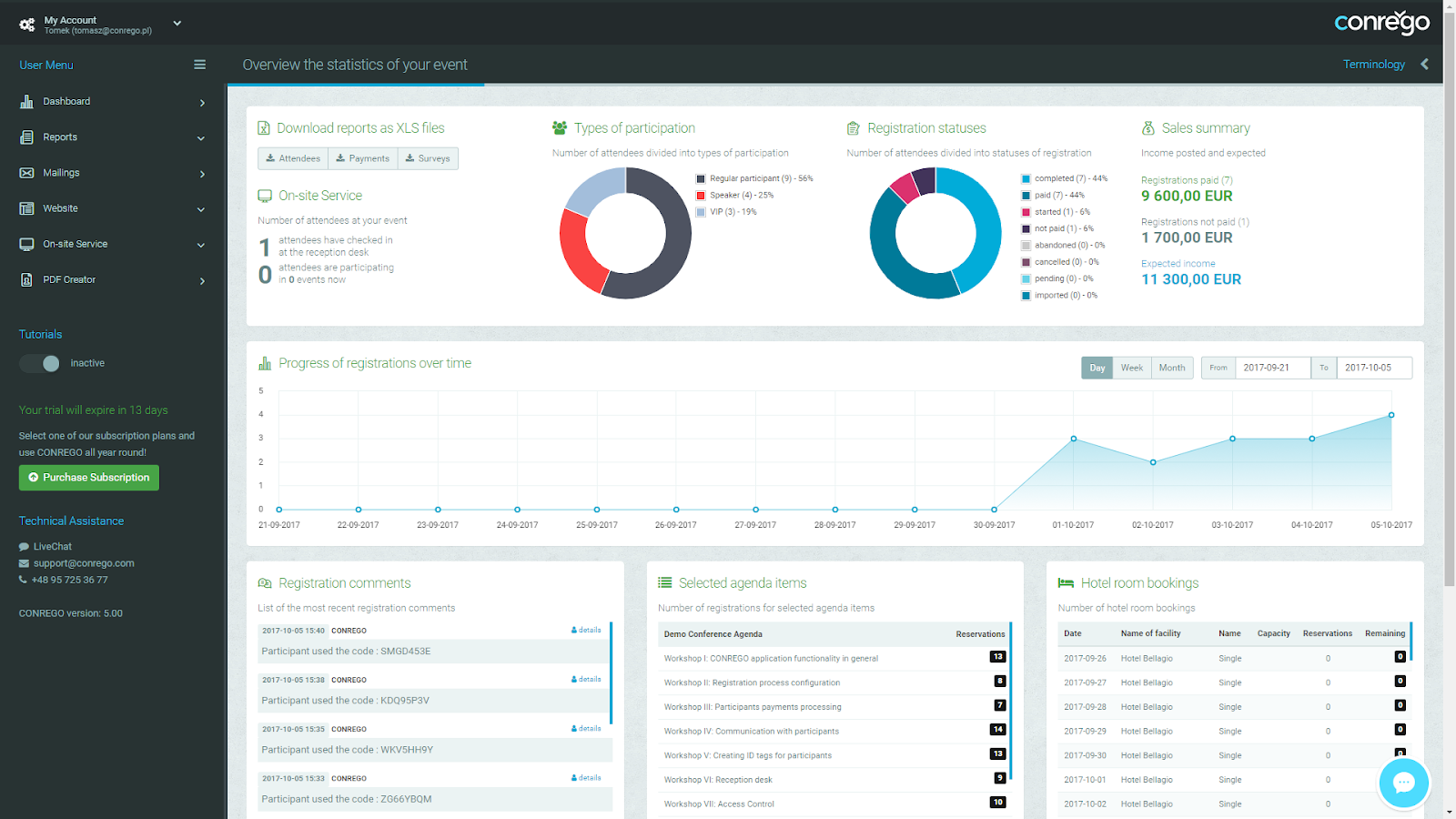 Attendify alternatives: CONREGO user interface