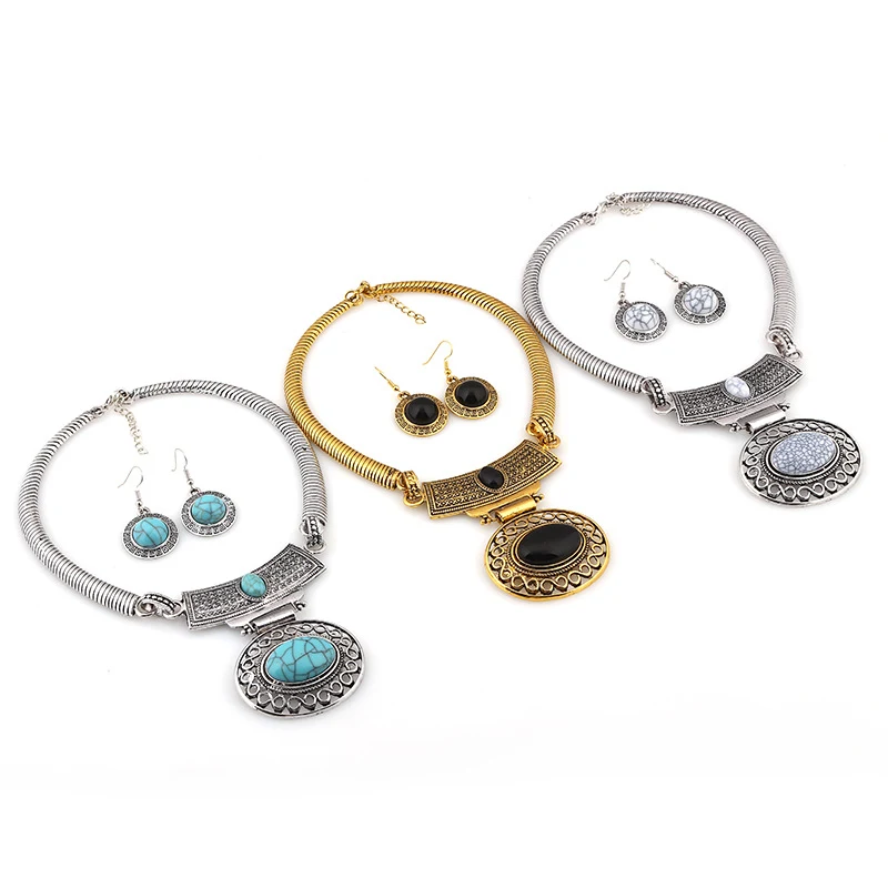 Title 7, Korte Holle Ovale Edelsteen Ketting Collier Een...