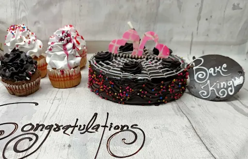 Belgium Chocolate Cake With Assorted Cupcake Pack [Serves 4]