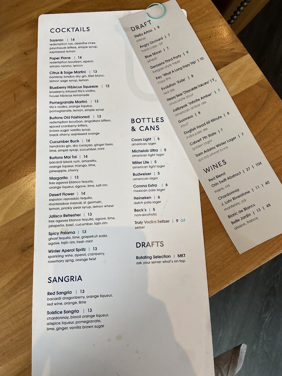 Burtons Grill & Bar gluten-free menu