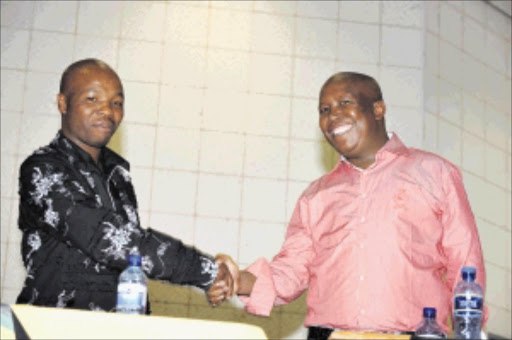 BROTHERS IN ADVERSITY: ANCYL president Julius Malema with ANCYL Limpopo chairperson Frans Moswane. PHOTO: ELIJAR MUSHIANA