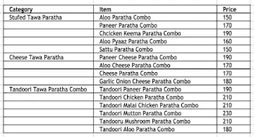 Paratha Street menu 