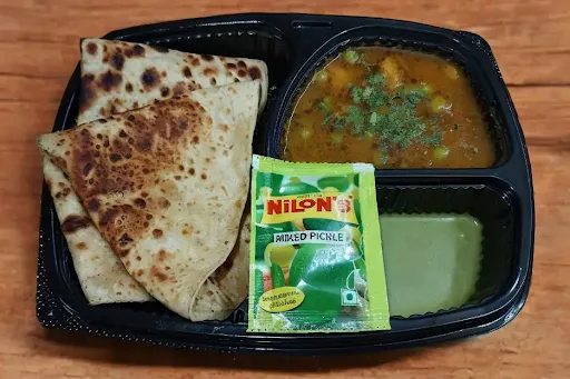 2 Desi Ghee Aloo Paratha With Aloo Sabji Gravy