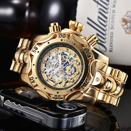 Title 5, Quartz Watch with Hollow Dial and Steel Band. E...