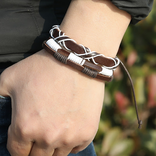Title 1, Simple Vintage Weave Leather Bracelet DIY Suit ...