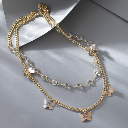 Title 3, Ancient Butterfly Pendant Necklace for Women, M...