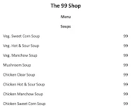 The 99 Shop menu 2