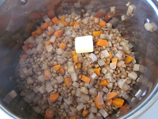 lentil mixture returned to pot with butter added 