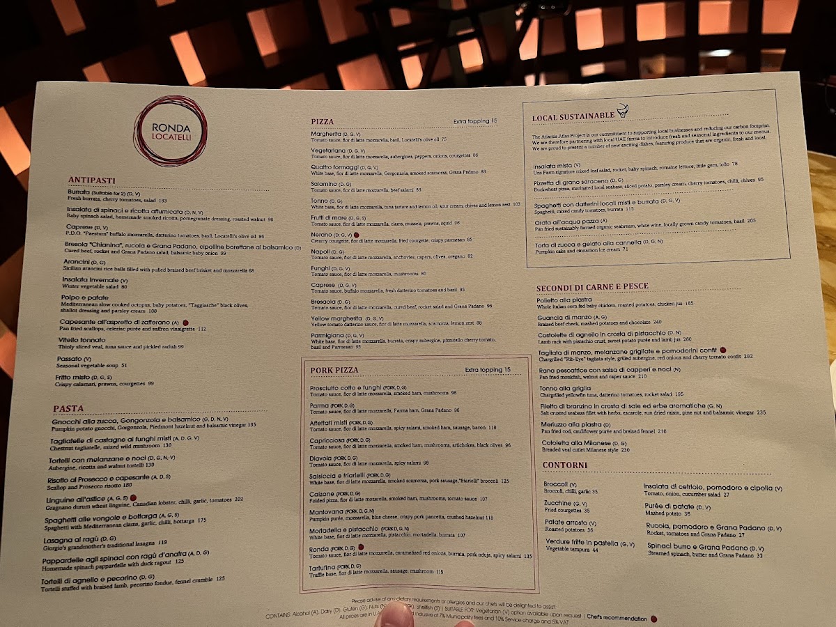 Ronda Locatelli gluten-free menu