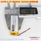 Pin Li - Po 3.7V 800Mah 802050 762050 (Lithium Polymer) Cho Bàn Phím Bluetooth, Máy Ghi Âm, Điện Thoại, Loa Bluettooth