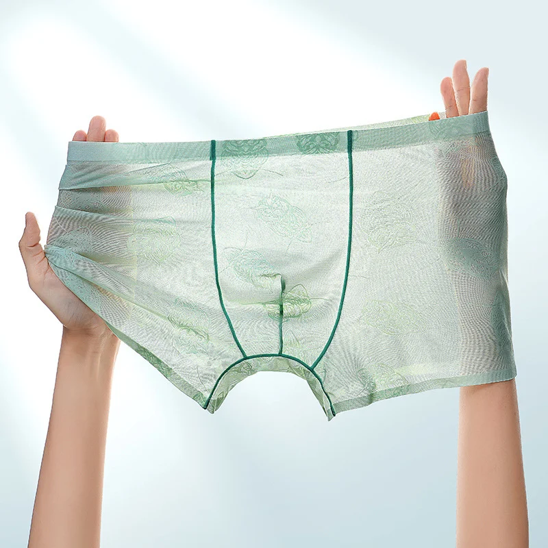 Men's Underwear Ice Silk Summer Thin Transparent Seamless New Boxers. Breathable and comfortable for hot weather, offeri