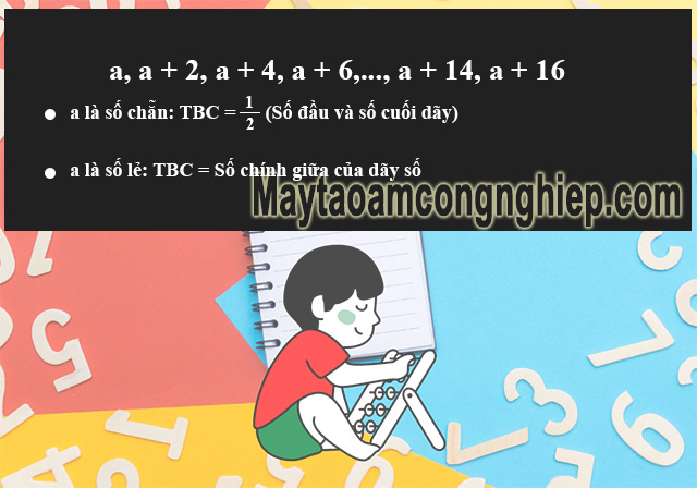 Trong dãy số cách đều, cách để tính trung bình là gì?