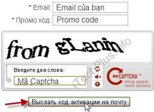 Điền vào email + promo code + captcha code