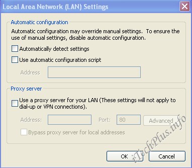 Không sử dụng Proxy Server for LAN