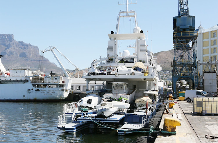 Blue Shadow at the V&A Waterfront where it was attached by court order.