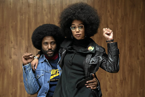 John David Washington as Ron Stallworth and Laura Harrier as Patrice Dumas in 'BlacKkKlansman'.