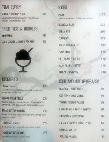 The Spice - Hablis Hotel menu 