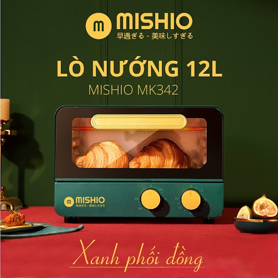 Lò Nướng 12L Mishio Mk342 Dải Nhiệt 60 - 230 Độ