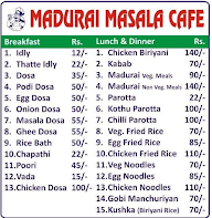 Madurai Masala Cafe menu 1