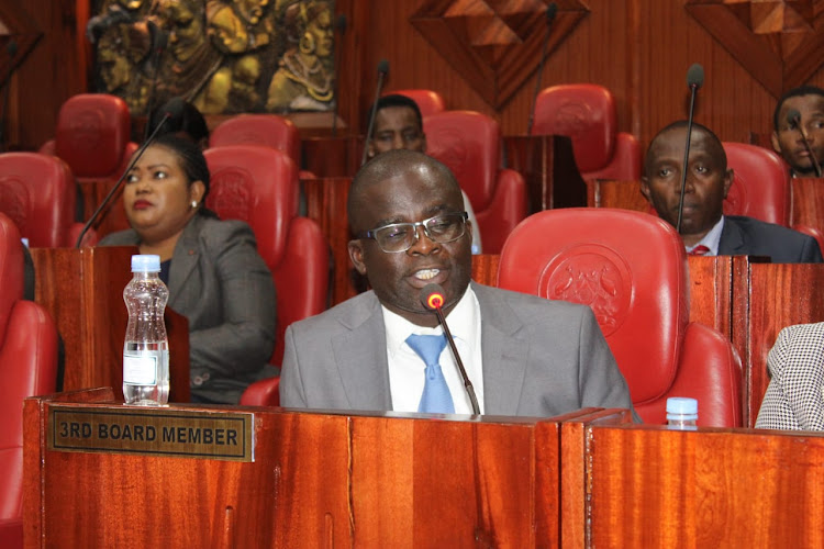 Legal advisor Silvestor Okello during an ad-hoc committee at the chambers, Nairobi on January 23, 2024