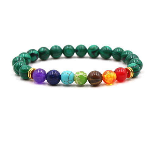 Title 5, Natural Stone Agate Malachite 8mm Energy Volcan...