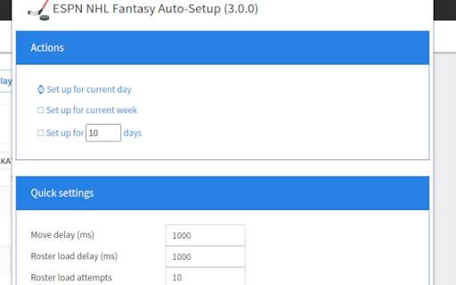 ESPN NHL Fantasy Team Auto Setup