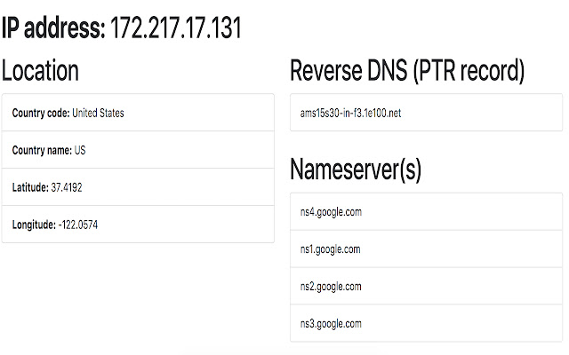 Retrieve IP and DNS information chrome extension