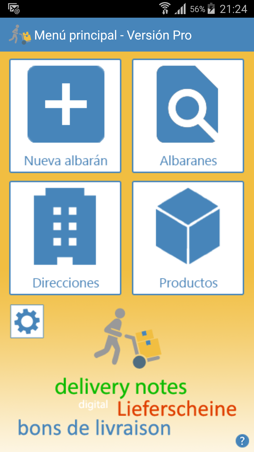 Android application Delivery notes screenshort