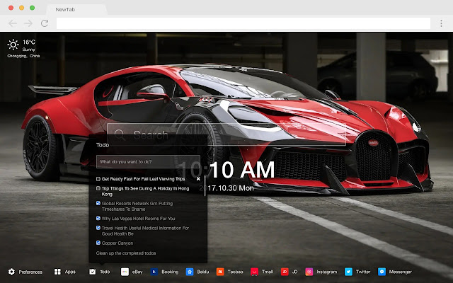 Bugatti New Tab Page HD Popular Themes