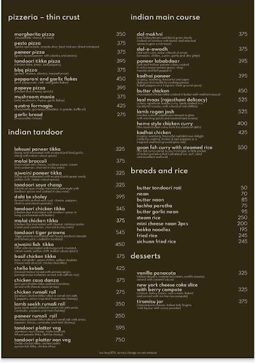 Casa Danza menu 