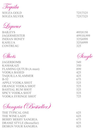 Dramz wishkey Bar & Loounge menu 4