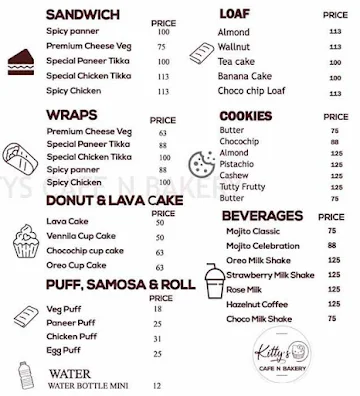 Kittys Cafe N Bakery menu 