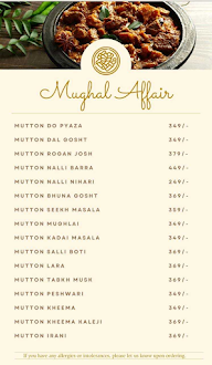 Mughal Affair menu 3