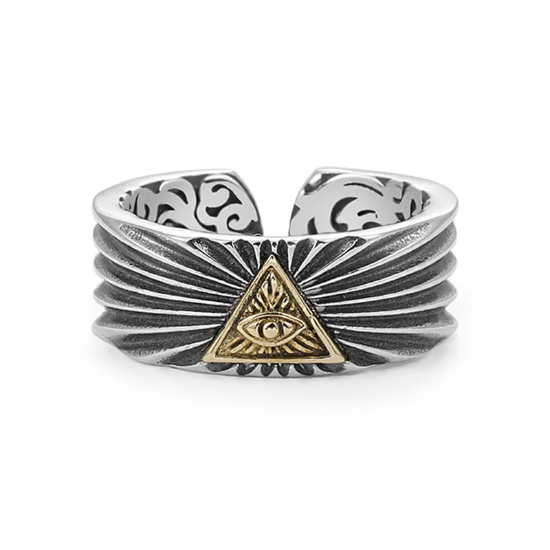 Title 3, Heren Fashion Vintage Graspatroon Oog Ring Mode...
