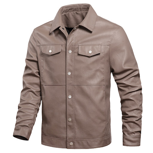 Title 4, Motorcycle Lapel Leather Jacket for Young Men