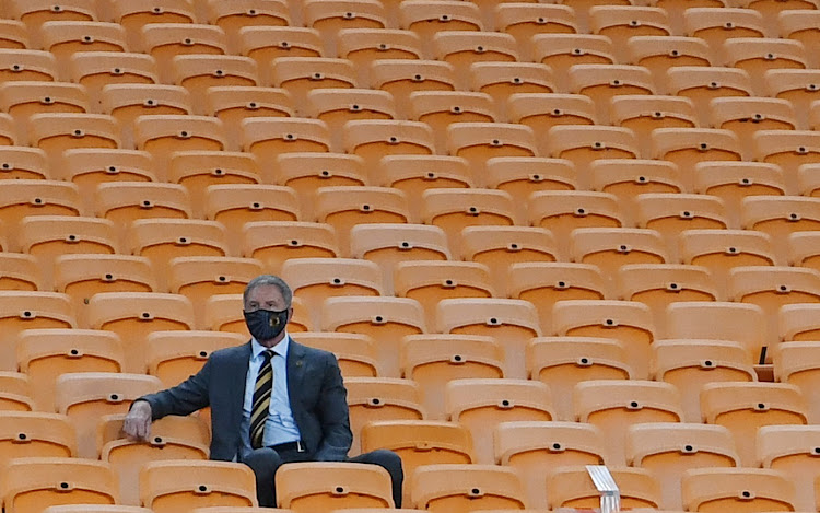 Kaizer Chiefs coach Stuart Baxter during the Caf Champions League semifinal second leg against Wydad Athletic at FNB Stadium on June 26 2021.