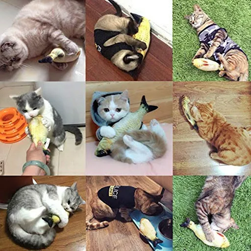 Plush Cat Fish Toy Cat Scratcher Catnip Toy Interactive Simulation Fish Cat Mint Fidget Toys Stuffed Playing Toy For Cat