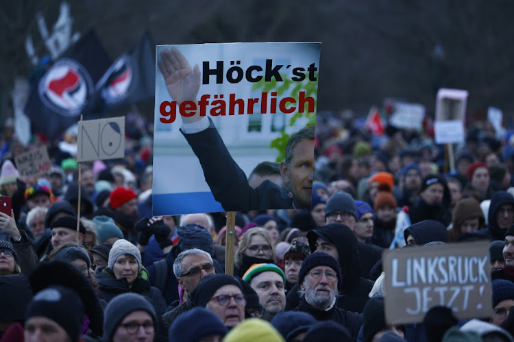 People march in front of the Reichstag to protest against the far-right Alternative for Germany political party, in Berlin, Germany, January 21 2024. Picture: MICHELE TANTUSSI/GETTY IMAGES