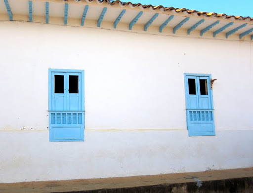 Shuttered windows of Barichara, Colombia
