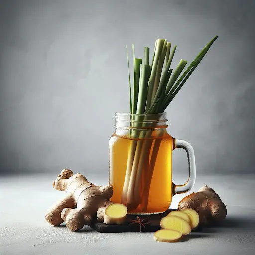 Hot Lemongrass Ginger Tea [450 Ml, Mason Jar]