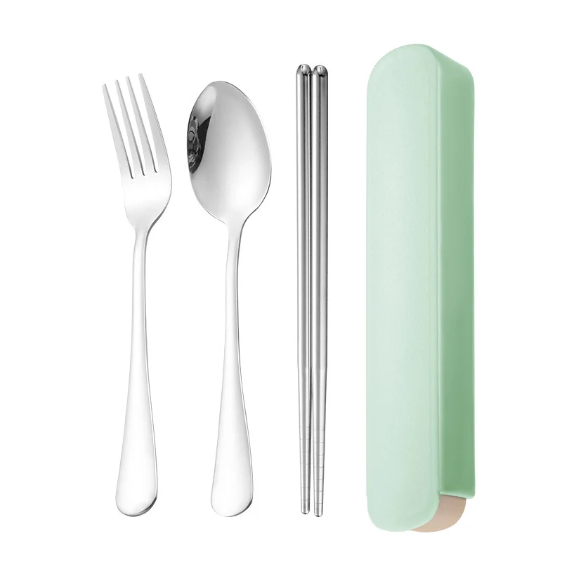 Juego de cubiertos de acero inoxidable tenedor cuchara y palillos ideal para comer saludable y duradero, perfecto para el hogar y viajes.