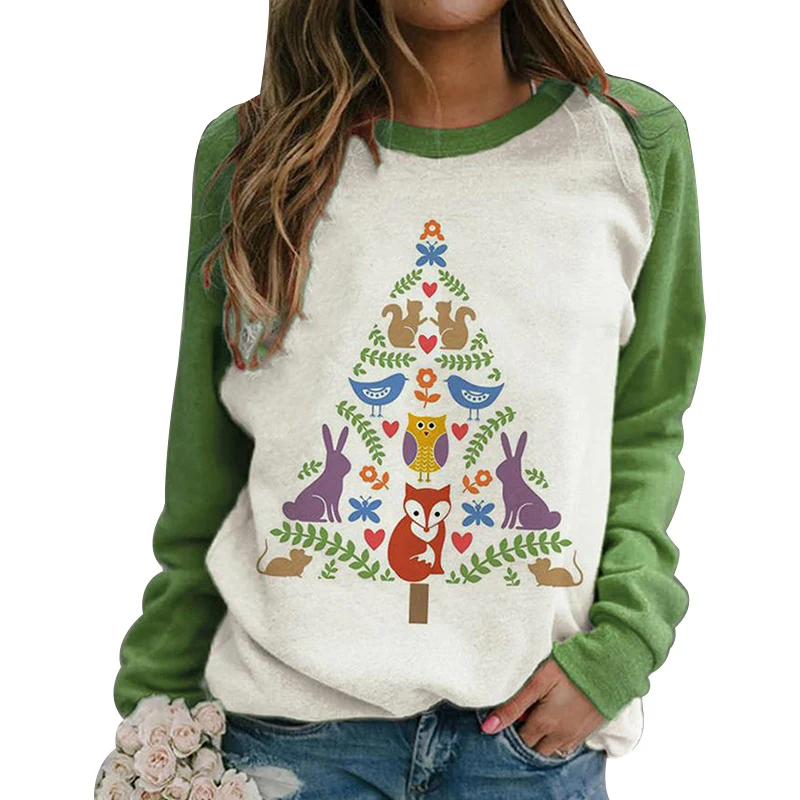 Pull de Noël Ras du Cou Manches Longues Imprimé Douillet et Confortable Idéal pour Célébrer Noël avec Chaleur et Style Pendant les Fêtes