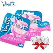 Lưỡi Dao Cạo Râu 3 Lớp Dạng Cong Thay Thế Kèm Xà Phòng Cho Nữ Gillette Venus