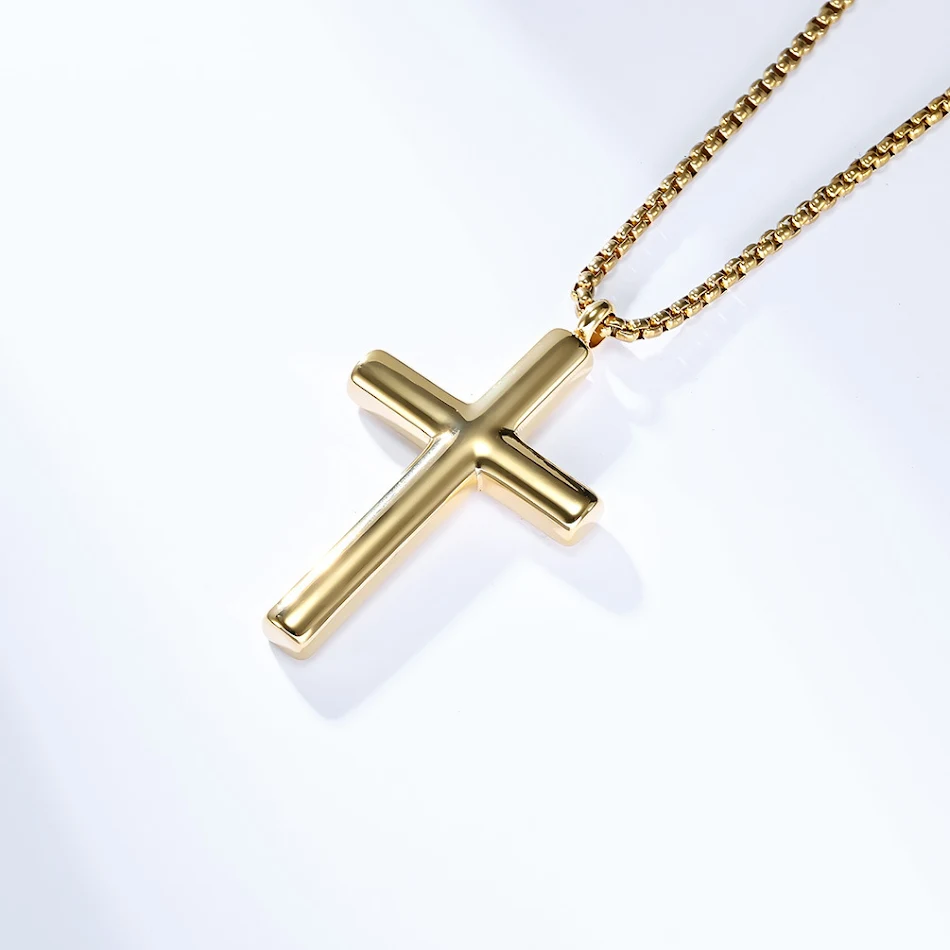 Pingente de cruz brilhante em aço inoxidável para homens e mulheres, pulseira média, acessórios de estilo frio e moderno