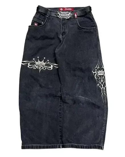 JNCO Jeans New Mens Harajuku Retro Hip Hop Skull Embroide... - 0