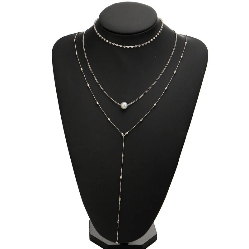 Dames Crystal Hanger Drie-laags Ketting Set. Verfraai je outfit met deze elegante set. Perfect voor dagelijks gebruik of een speciale gelegenheid.